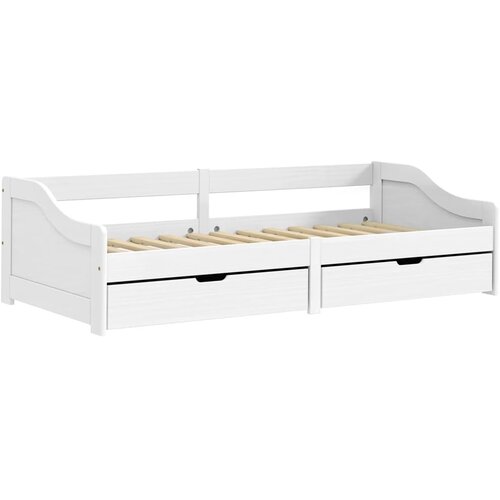  Dnevni ležaj s 2 ladice IRUN bijeli 90x200 cm masivna borovina Slike