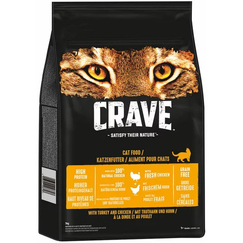 CRAVE Adult suha hrana za mačke s puretinom i piletinom - 2 x 7 kg