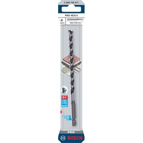 Bosch Sveder za kovino HEX-5 (Premer vrtalnega svedra: 6 mm, Delovna dolžina: 100 mm, Dolžina: 150 mm) Slike