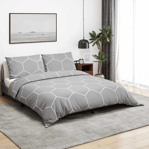  Set posteljine za poplun sivi 260x220 cm pamučni Slike