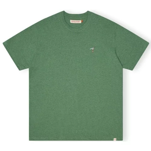 Revolution Majice & Polo majice T-Shirt Loose 1366 GIR - Dust Green Melange Zelena