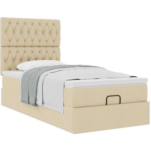 VidaXL otomanski okvir kreveta s madraca krem 90x190cm od tkanine Slike
