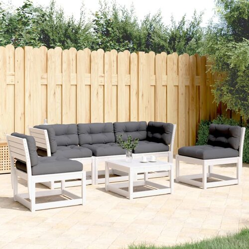vidaXL 5-dijelni set vrtnih sofa s jastucima bijeli masivna borovina Cene