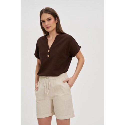 Marisse Brown Blouse With Buttons On The Neckline Cijene