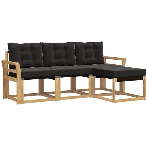vidaXL Zunanja garnitura za sedenje z blazino 4 pcs Bela in črna, (5000280769) Cene
