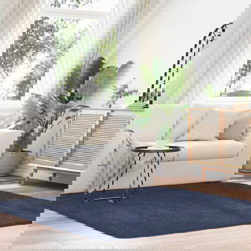 VidaXL Čupavi tepih s visokim vlaknima tamnoplavi 200x200 cm poliester Slike