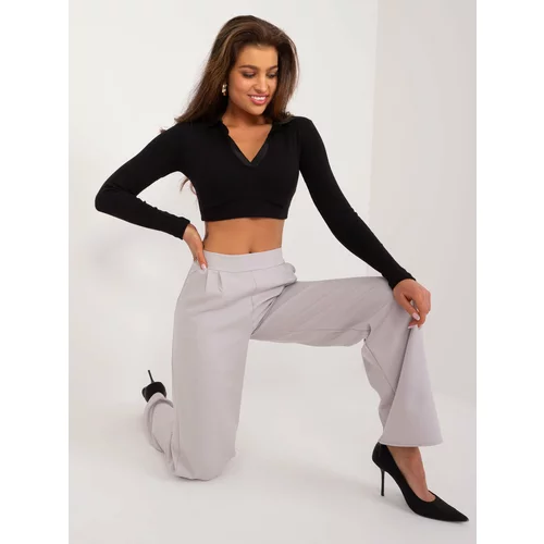 Fashion Hunters Light grey fabric trousers from RUE PARIS