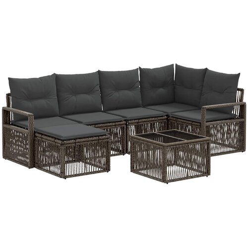 vidaXL Vrtna sedežna garnitura 7 pcs Siva poli ratan, (5000272141) Cene