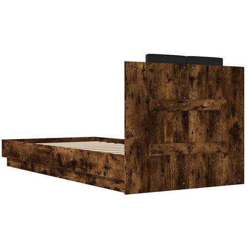  Okvir za krevet s uzglavljem i LED svjetlima boja hrasta Smeđa 100 x 200 cm Slike