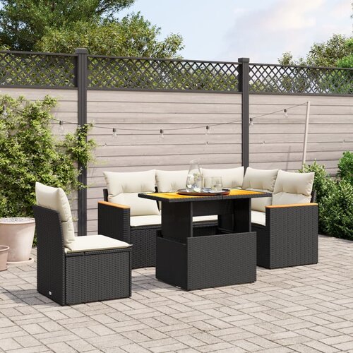 vidaXL 6-dijelni set vrtnih sofa s jastucima crni od poliratana Cijene