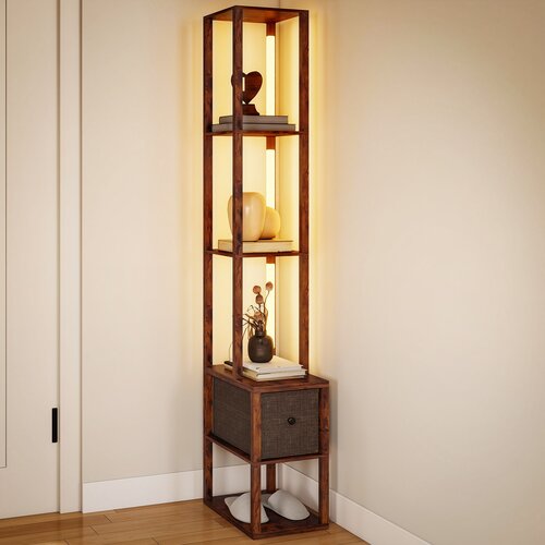 HOMCOM stoječa svetilka MDF 43,5D x 26,5&Scaron; x 169V cm rustikalno rjava, (5000242767) Cene