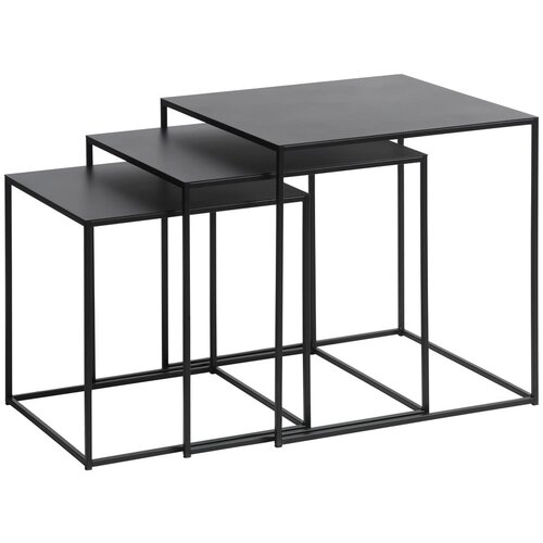 Unique Furniture Črne kovinske mizice v kompletu 3 ks 50x50 cm Pebble – Cene