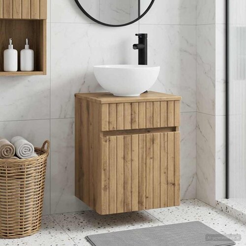  Umivaonik s policom za zid Hrast artisan 39 x 35 x 63 cm Cene