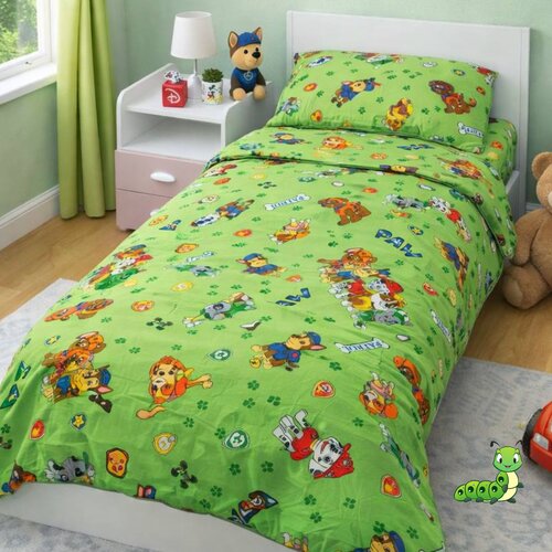 Gusenica Dečija posteljina patrolne &scaron;ape zelena Cene