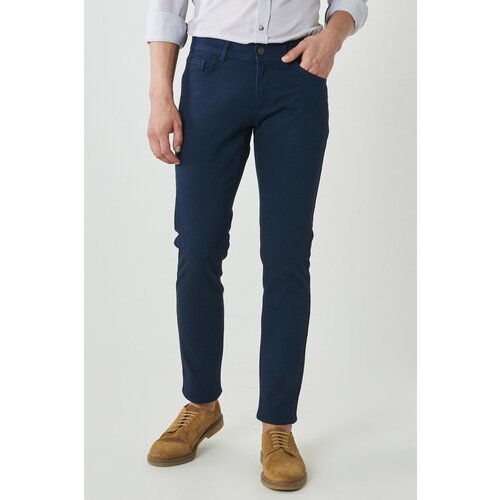 ALTINYILDIZ CLASSICS Men's Navy Blue Slim Fit Slim Fit Dobby 5-Pocket Casual Flexible Trousers Cene