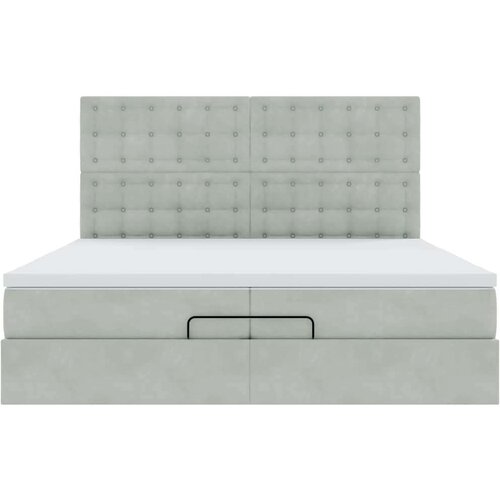VidaXL okvir kreveta s madracima svijetlosivi 200x200cm bar&amp;scaron;unasti Slike