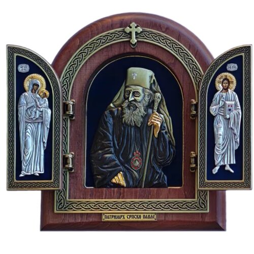  Triptih Patrijarh Srpski Pavle, 220x255x32mm Cene
