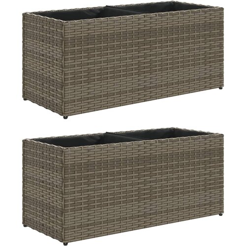 vidaXL vrtna korita z 2 loncema 2 kosa siva 72x30x32 cm poli ratan, (21317216) Cene
