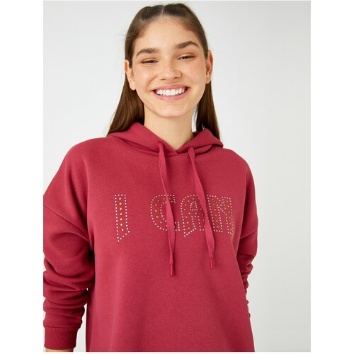 Koton Ebru Şallı Loves Sports - Warm Soft Textured Staple Slogan Printed Sweatshirt Cene