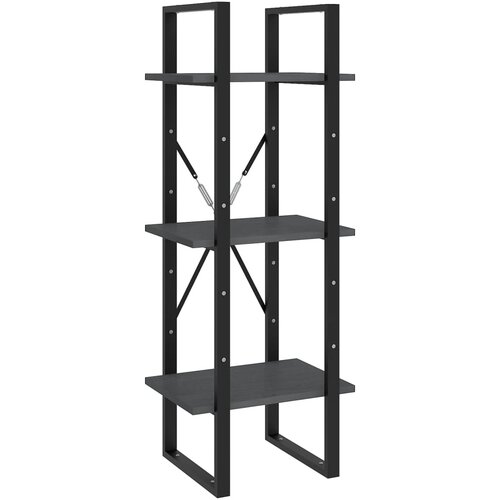 Maison Chic Knjižna omara - Knjižni regal 3-nadstropna siva 40x30x105 cm trdna borovina, (21726075) Cene