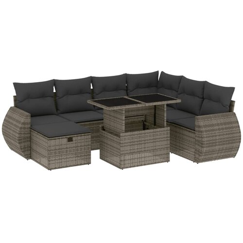 Maison Chic Seti vrtnega pohištva - Vrtna garnitura - Vrtni pohištvo set 8-delna z blazinami siv poli ratan, (21797801) Cene