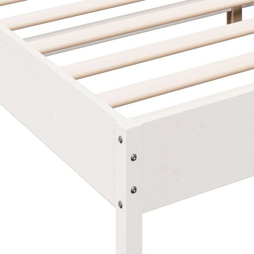 VidaXL Posteljni okvir bel 135x190 cm trdna borovina Slike