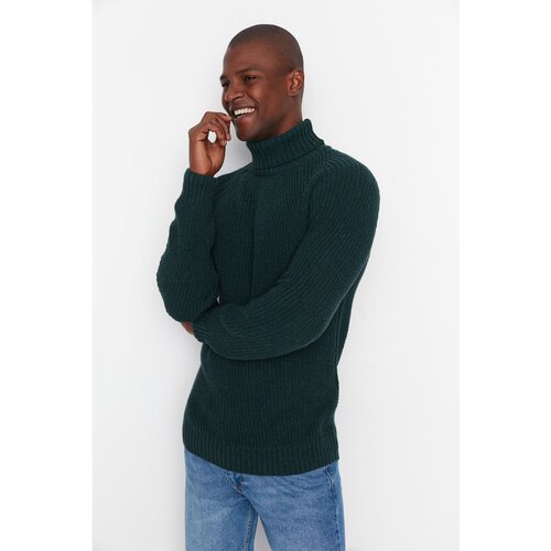 Trendyol Green Men&amp;#039;s Slim Fit Turtleneck Raglan Sleeve Basic Knitwear Sweater Slike