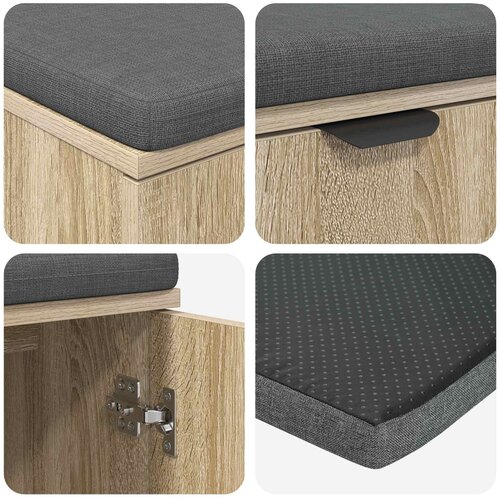  Klupa za hodnik s jastukom Sonoma hrast 80 x 38 x 46 cm Slike