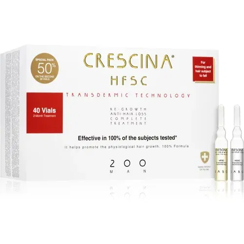 Crescina Transdermic 200 Re-Growth and Anti-Hair Loss nega za spodbujanje rasti in proti izpadanju las za moške 40x3,5 ml