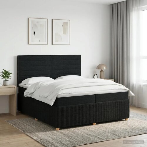  Boxspring krevet s madracem Crna 200 x 200 cm Tkanina - Crna 200 x 200 cm Dizajn linija Cijene