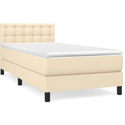 VidaXL Box spring postelja z vzmetnico krem 80x200 cm blago, (20893873) Slike