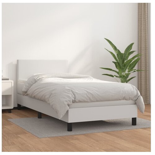  Box spring postelja z vzmetnico bela 80x200 cm umetno usnje Cene