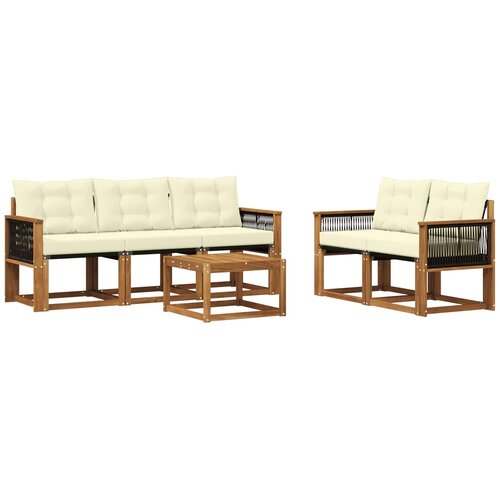 vidaXL Zunanja garnitura za sedenje z blazino 6 pcs Naravna in smetana, (5000273019) Cene
