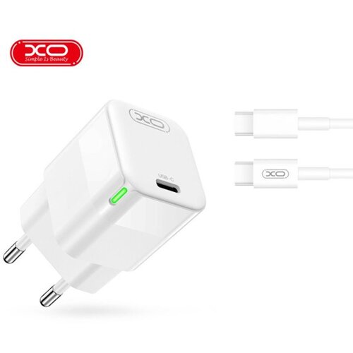 XO kućni punjač od 30W 1x USB-C + cable USB-C - USB-C Slike