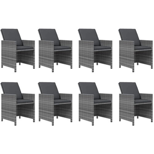  9-dijelni vrtni blagovaonski set s jastucima sivi od poliratana Siva 109 cm table length Slike