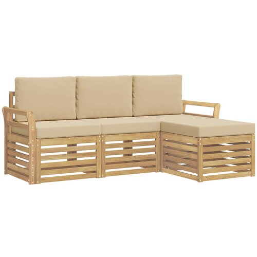  Set vanjskih sofa 4 pcs Bijela i bež 193,5 x 122,5 x 73 cm Slike