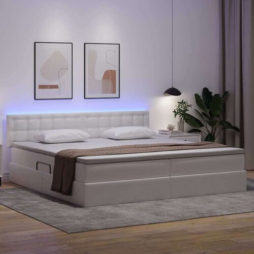  Krevet S LED lampica s pohranom Svijetlo siva 200 x 200 cm PVC Slike