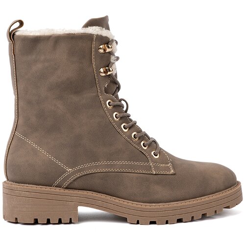 Shelvt Stylish dark beige hiking boots with a thick sole Slike