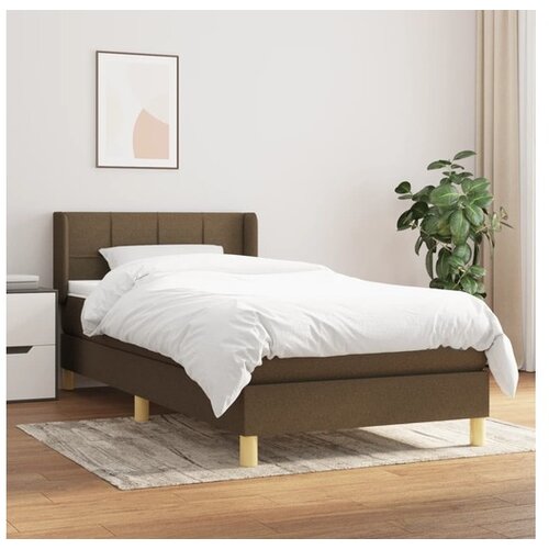  Box spring postelja z vzmetnico temno rjava 90x200 cm blago Cene