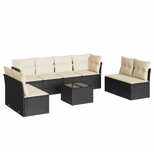  9-dijelni set vrtnih sofa s jastucima crni od poliratana Crna Slike