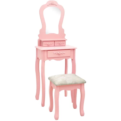  Toaletni stolić sa stolcem rozi 50x59x136 cm drvo paulovnije
