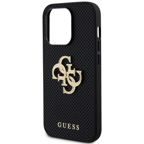 Guess Ohi&amp;scaron;je za iPhone 15 Pro Perforirano z logotipom 4G v ble&amp;scaron;čeči kovini, Črna, (21730994) Slike