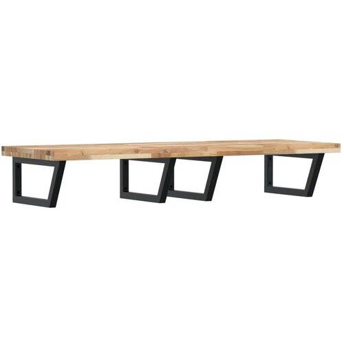 VidaXL zidna polica za umivaonik od čelika i masivnog bagremovog drva Slike