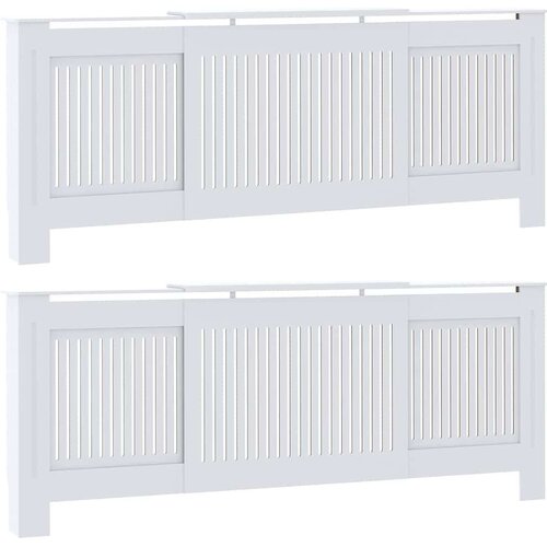 VidaXL pokrivač radijatora 2 pcs bijelo (142-205) x 20.5 x 81.5 cm Slike
