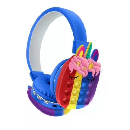 OXE Bluetooth brezžične otroške slušalke Pop It, samorog, modre