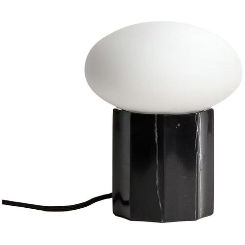 Kave Home Bijela/crna metalna stolna lampa sa staklenim sjenilom (visina 20 cm) Idela &amp;ndash; Slike