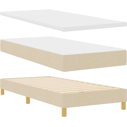  Krevet s kutijom s madracem krem 100x200 cm tkanina Slike