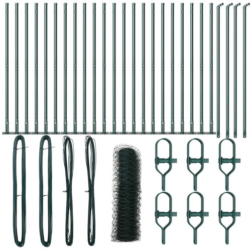 VidaXL heksagonalna ograja Zelena 0.4x50 m Jeklo, ograjni stebri z osnovnimi plo&amp;scaron;čami 13 kos &amp;Oslash;32mm 50cm Galvanizirano jeklo Slike