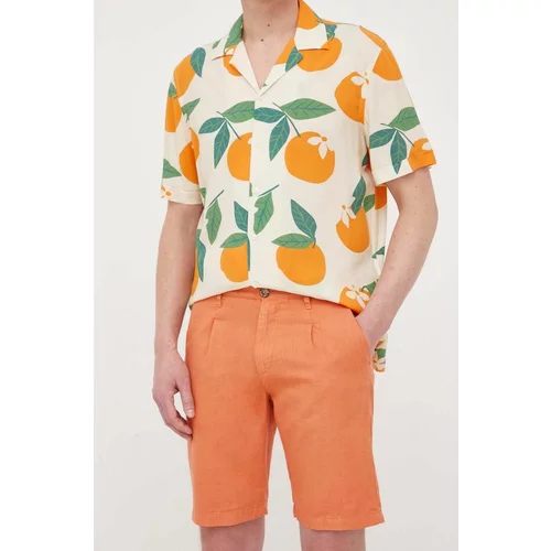 Pepe Jeans Kratke hlače iz mešanice lana Arkin oranžna barva