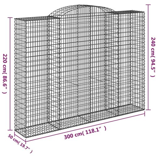  Lučne gabionske ko&amp;scaron;are 13kom 300x50x220/240cm pocinčano željezo Slike